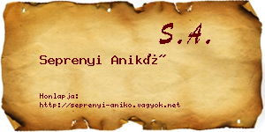 Seprenyi Anikó névjegykártya